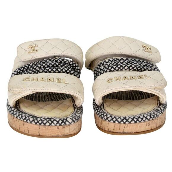 Chanel Chunky 37 Canvas Quilted Flatform Sandals CC-1217P-0006 - Picture 3 of 11